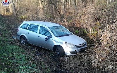 Po alkoholu wylądował w rowie